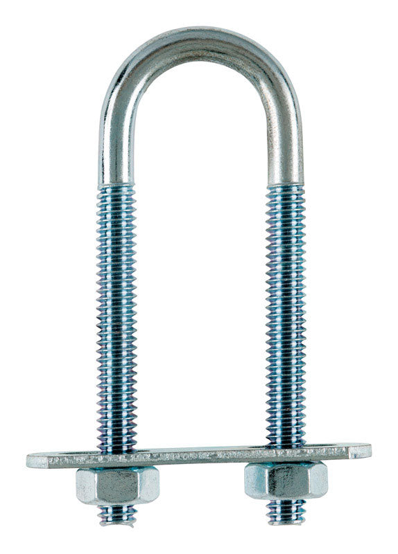 Hampton 1/4 in. X 3/4 in. W X 2-3/4 in. L Coarse Zinc-Plated Steel U-Bolt, Pack of 10