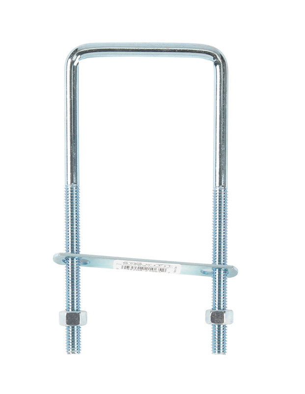 Hampton 3/8 in. X 3 in. W X 6.5 in. L Coarse Zinc-Plated Steel Square Bend U Bolt, Pack of 10