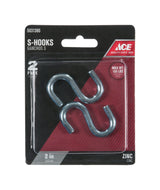 Ace Small Zinc-Plated Silver Steel 2 in. L S-Hook 150 lb 2 pk, Pack of 5