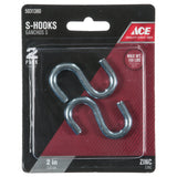 Ace Small Zinc-Plated Silver Steel 2 in. L S-Hook 150 lb 2 pk, Pack of 5