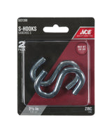 Ace Small Zinc-Plated Silver Steel 2.5 in. L S-Hook 250 lb 2 pk, Pack of 5