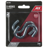 Ace Small Zinc-Plated Silver Steel 2.5 in. L S-Hook 250 lb 2 pk, Pack of 5