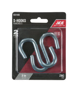 Ace Medium Zinc-Plated Silver Steel 3 in. L S-Hook 230 lb 2 pk, Pack of 5