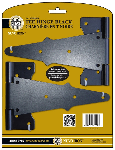 Nuvo Iron TH8BLK Tee Hinge, 8 in H Frame Leaf, Galvanized Steel