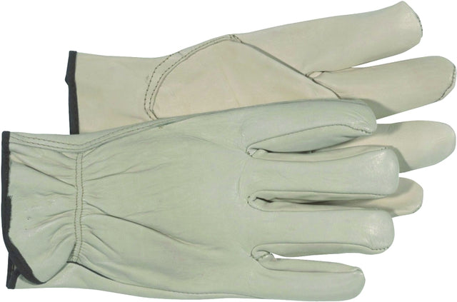 Boss B81192-L Driver Gloves, Men's, L, 8 to 8-3/8 in L, Keystone Thumb, Slip-On Cuff, Cowhide Leather, Natural
