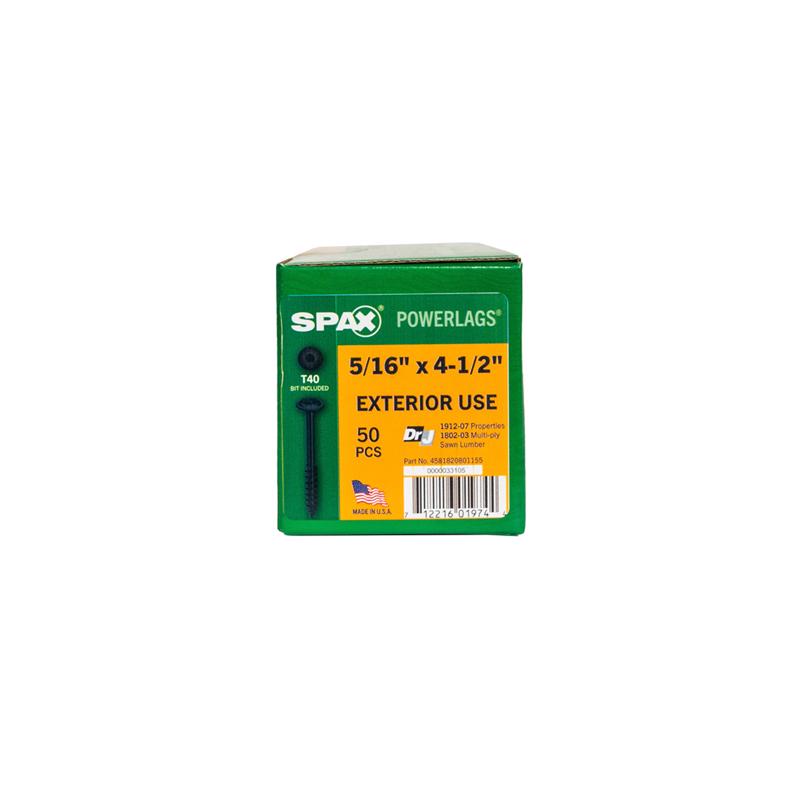 SPAX PowerLags 5/16 in. in. X 4-1/2 in. L T-40 Washer Head Serrated Structural Screws
