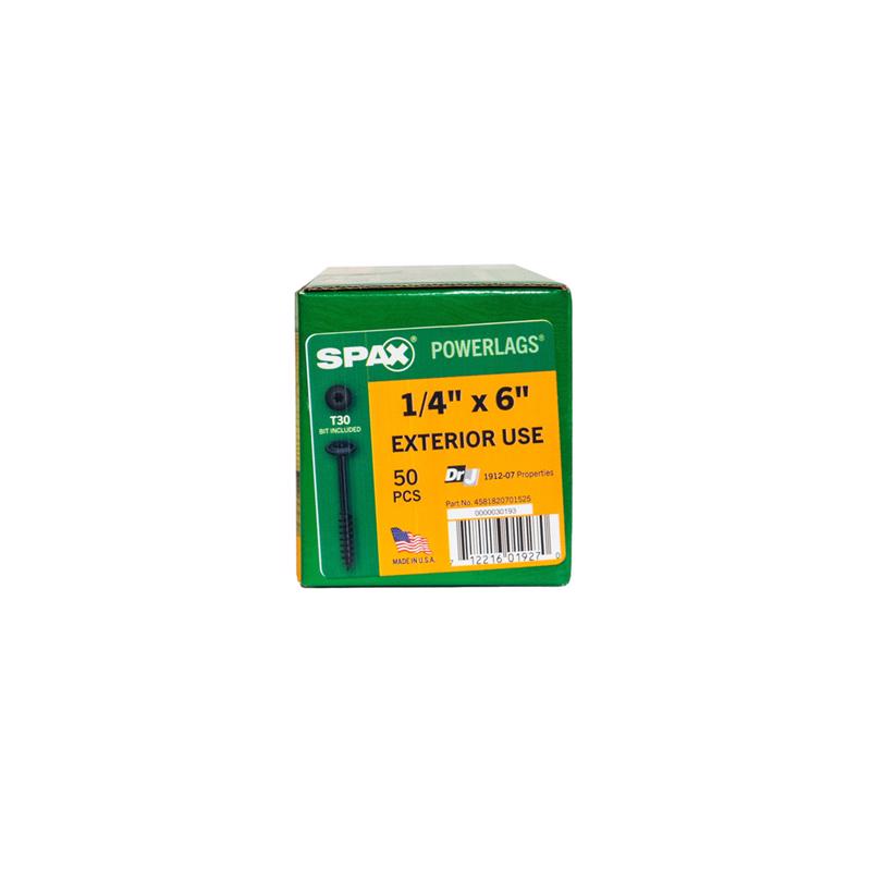 SPAX PowerLags 1/4 in. in. X 6 in. L T-30 Washer Head Serrated Structural Screws