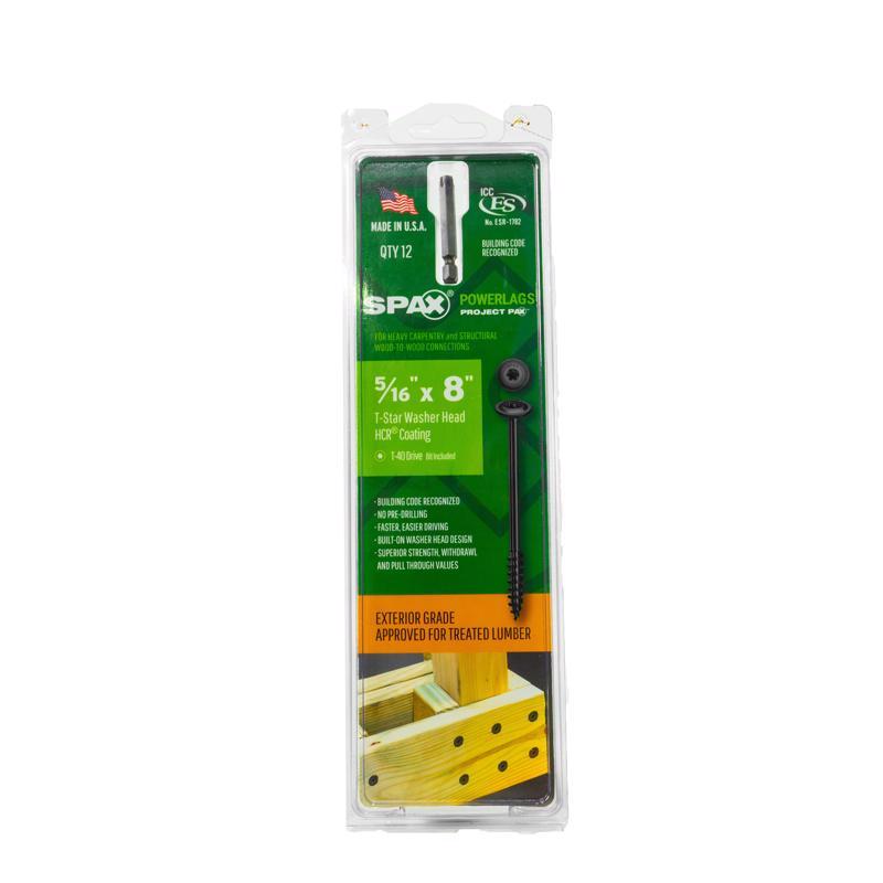 SPAX PowerLags 5/16 in. in. X 8 in. L T-40 Washer Head Serrated Structural Screws, Pack of 5