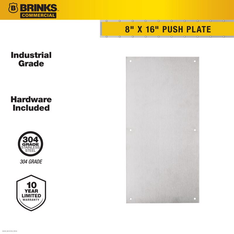 Brinks 16 in. L Stainless Steel Push Plate