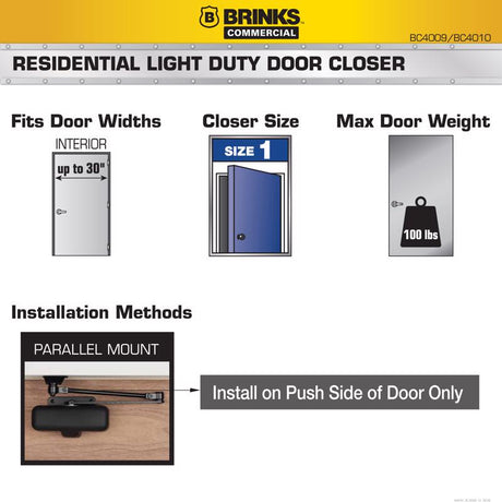 Brinks Residential Matte Black Steel Hydraulic Door Closer