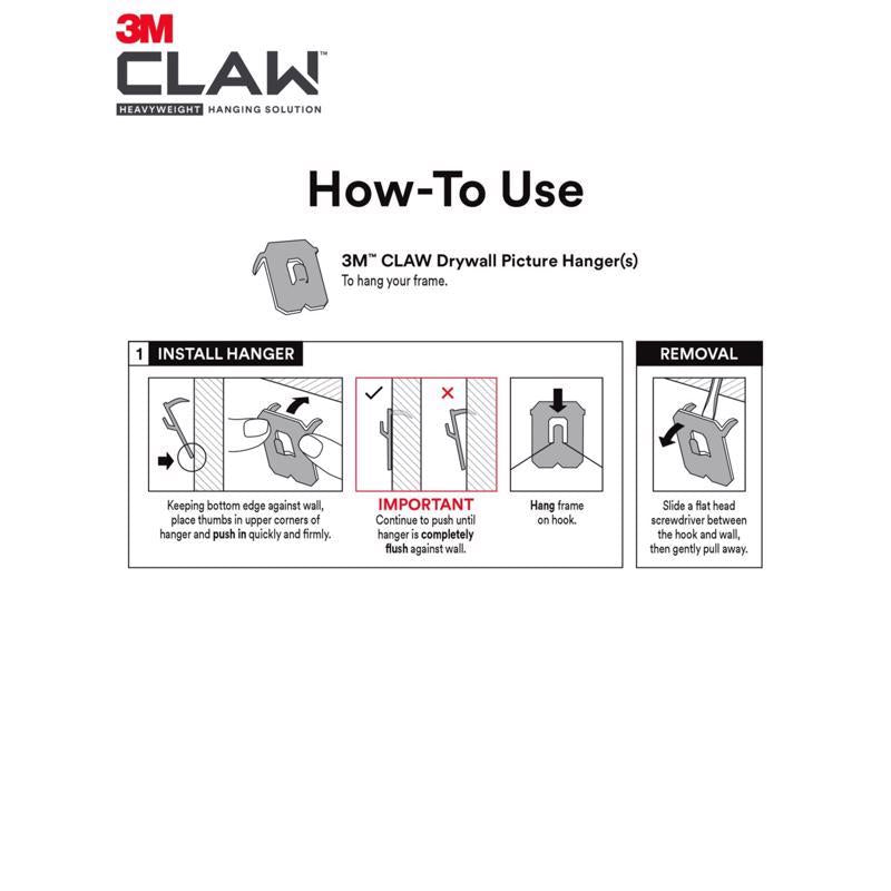 3M Claw Silver Drywall Picture Hanger 15 lb 5 pk