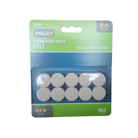 Projex Felt Self Adhesive Protective Pad Beige Round 3/4 in. W 20 pk, Pack of 12