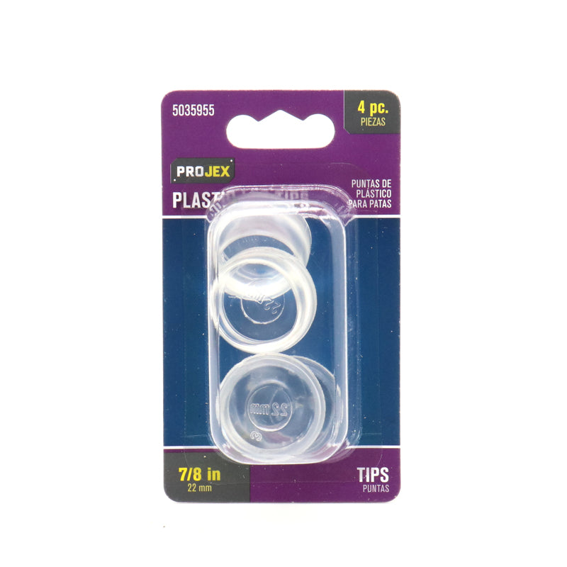 Projex Thermoplastic Ethylene Leg Tip Clear Round 7/8 in. W 4 pk, Pack of 6