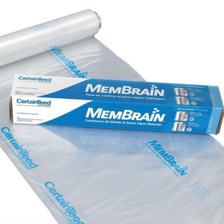 CertainTeed MemBrain 10 ft. W X 100 ft. L X 2 mil Air Barrier and Smart Vapor Retarder Roll 1033 sq