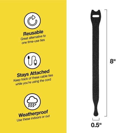 Wrap-It Cable Ties  Roll 8 in. L Black Nylon Cable Ties Roll