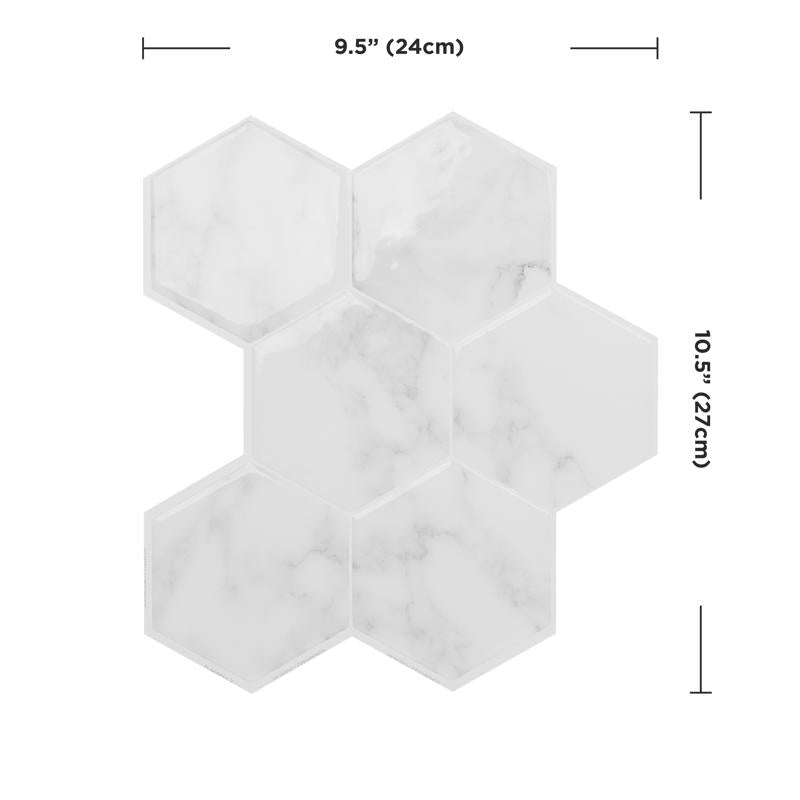 Smart Tiles 9.56 in. W X 10.61 in. L White Glazed Vinyl Adhesive Wall Tile 4 pc, Pack of 6