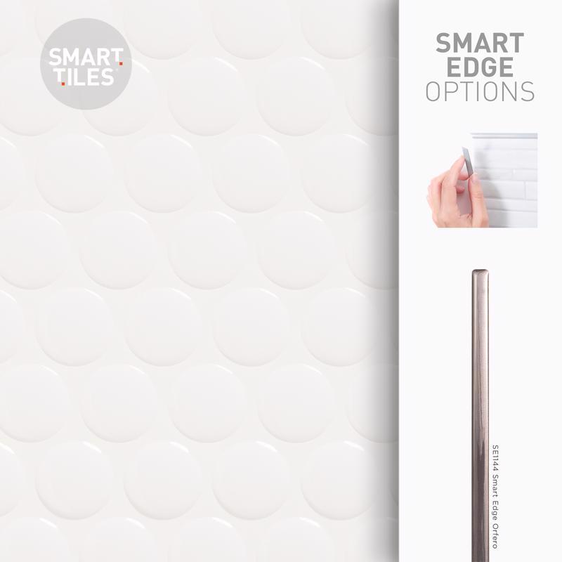 Smart Tiles 8.95 in. W X 8.98 in. L White Glazed Vinyl Adhesive Wall Tile 4 pc, Pack of 6