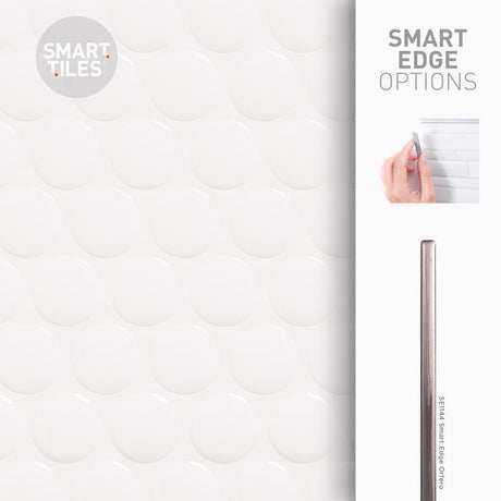 Smart Tiles 8.95 in. W X 8.98 in. L White Glazed Vinyl Adhesive Wall Tile 4 pc, Pack of 6