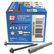 Grip-Rite No. 9 wire X 2-1/2 in. L Star Hex Washer Head Coarse Structural Screws