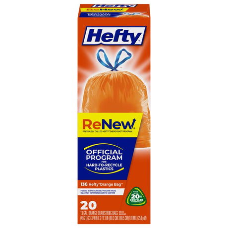 Hefty ReNew 13 gal No Scent Recycling Bags Drawstring 20 pk, Pack of 9