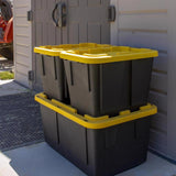 Greenmade Pro. Grade 12 gal Black/Yellow Snap Lock Storage Box 14.7 in. H X 15 in. W X 20.5 in. D St, Pack of 4