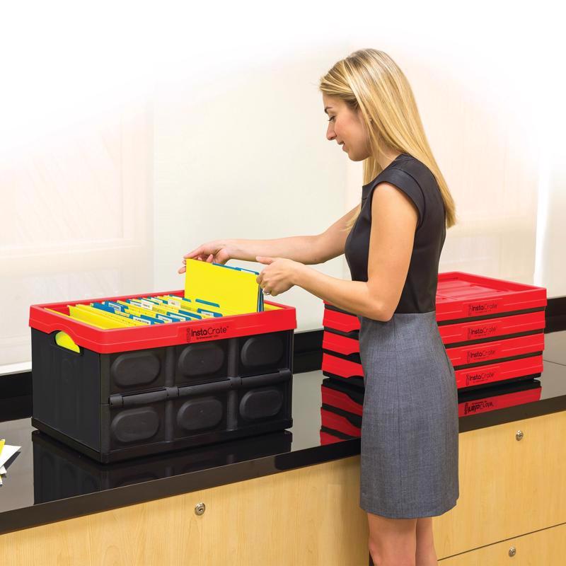 Greenmade InstaCrate 12 gal Black/Red Folding Crate 11.7 in. H X 14.2 in. W X 21 in. D Stackable, Pack of 4