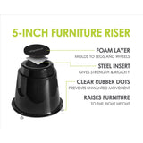 Slipstick Plastic Bed Risers Black Round 7.25 in. W 4 pk, Pack of 4