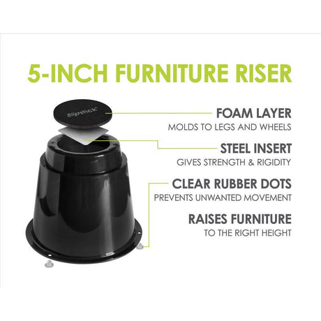 Slipstick Plastic Bed Risers Black Round 7.25 in. W 4 pk, Pack of 4