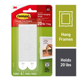 3M Command White Picture Hanging Strips 20 lb 4 pair, Pack of 6