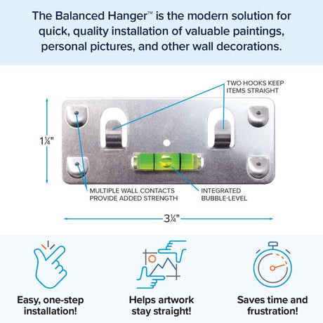 Balanced Hanger Always Level Metallic Silver Heavy Duty Mirror/Picture Hanging Kit 75 lb 1 pk