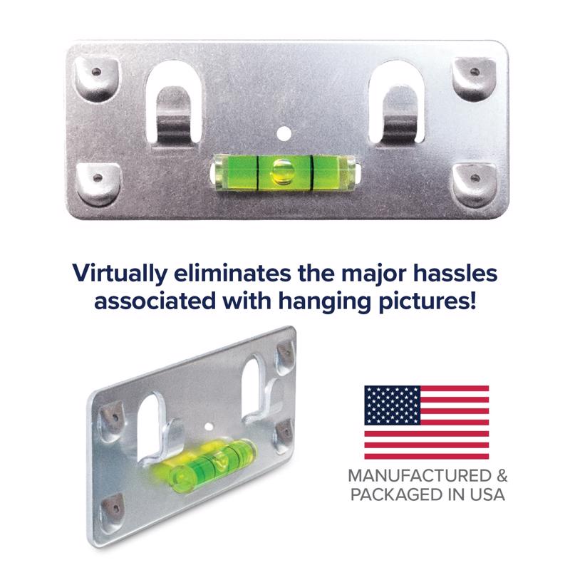 Balanced Hanger Always Level Metallic Silver Heavy Duty Mirror/Picture Hanging Kit 75 lb 1 pk