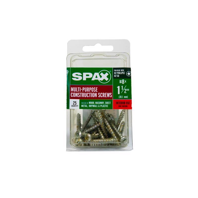 SPAX Multi-Material No. 8 in. X 1-1/2 in. L Phillips/Square Pan Head Serrated Construction Screws
