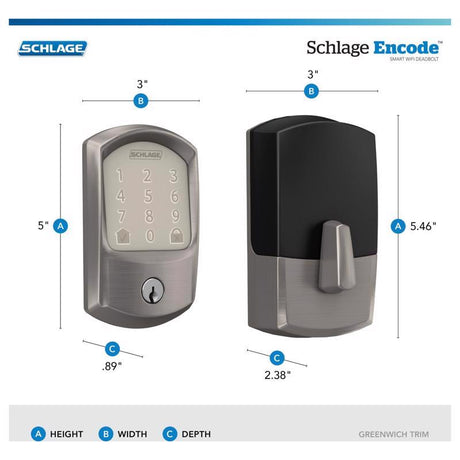 Schlage Encode Satin Nickel Metal Wi-Fi Deadbolt