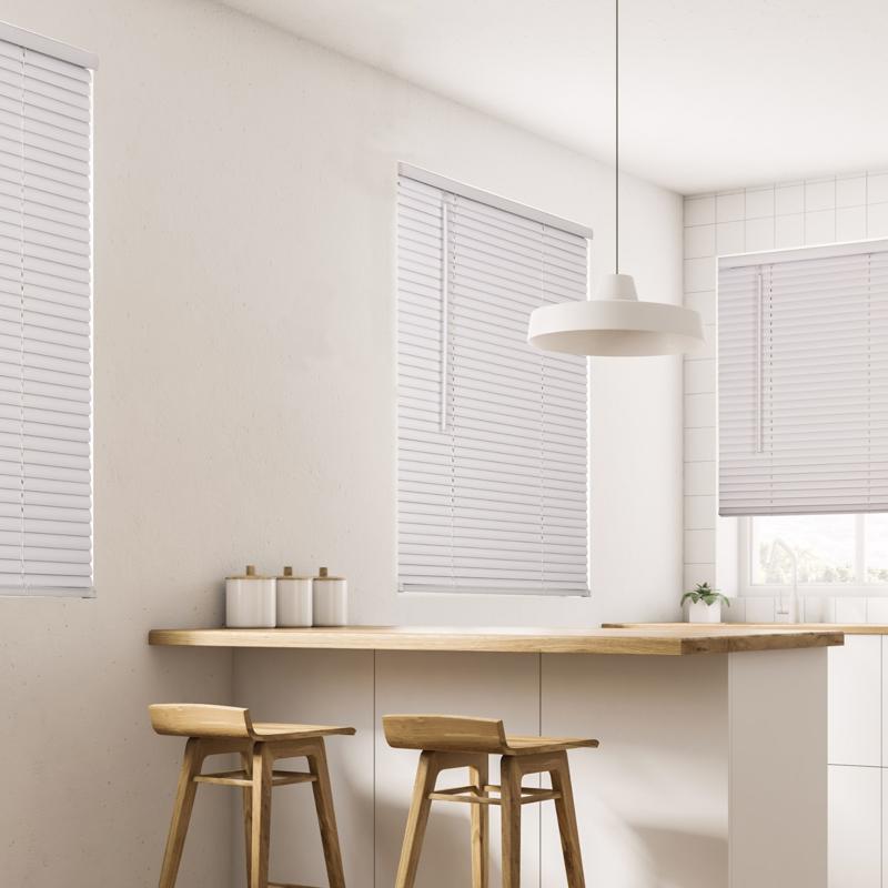 Living Accents Vinyl 1 in. Mini-Blinds 26 in. W X 72 in. H White Cordless