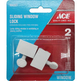 Ace White Aluminum Sliding Window Lock 2 pk