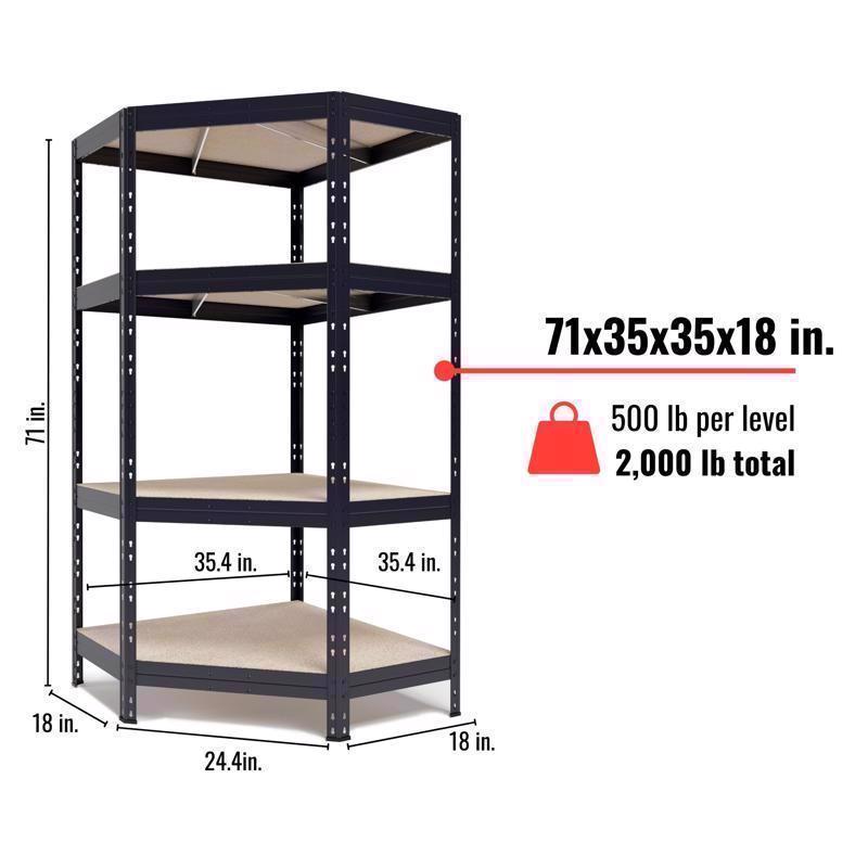 Ar Shelving Garage Corner 71 in. H X 35 in. W X 18 in. D Metal Shelving Unit