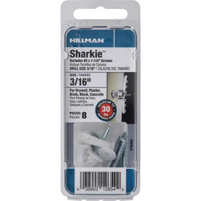 HILLMAN Sharkie 3/16 in. D X 1-1/4 in. L Nylon Round Head Screw and Anchor 8 pk