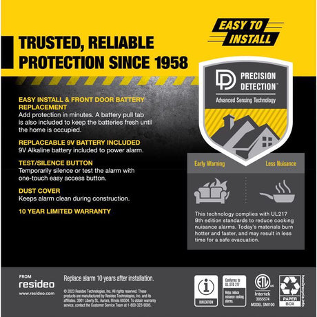 BRK Battery-Powered Ionization Smoke Detector 1 pk