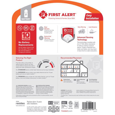 First Alert Battery-Powered Ionization/Photoelectric Dual Sensor Smoke Detector 1 pk
