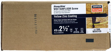 Simpson Strong-Tie Strong-Drive WSV WSV212S Subfloor Screw, #9 Thread, 2-1/2 in L, Rimmed Flat Head, T25 Drive