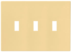 Eaton Wiring Devices PJS3V Wallplate, 4-7/8 in L, 6-3/4 in W, 3 -Gang, Polycarbonate, Ivory, High-Gloss