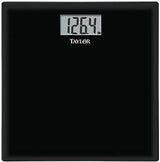 Taylor 75584192B Bathroom Scale, 400 lb Capacity, LCD Display, Black, 13.63 in OAW, 13.63 in OAD, 1.94 in OAH