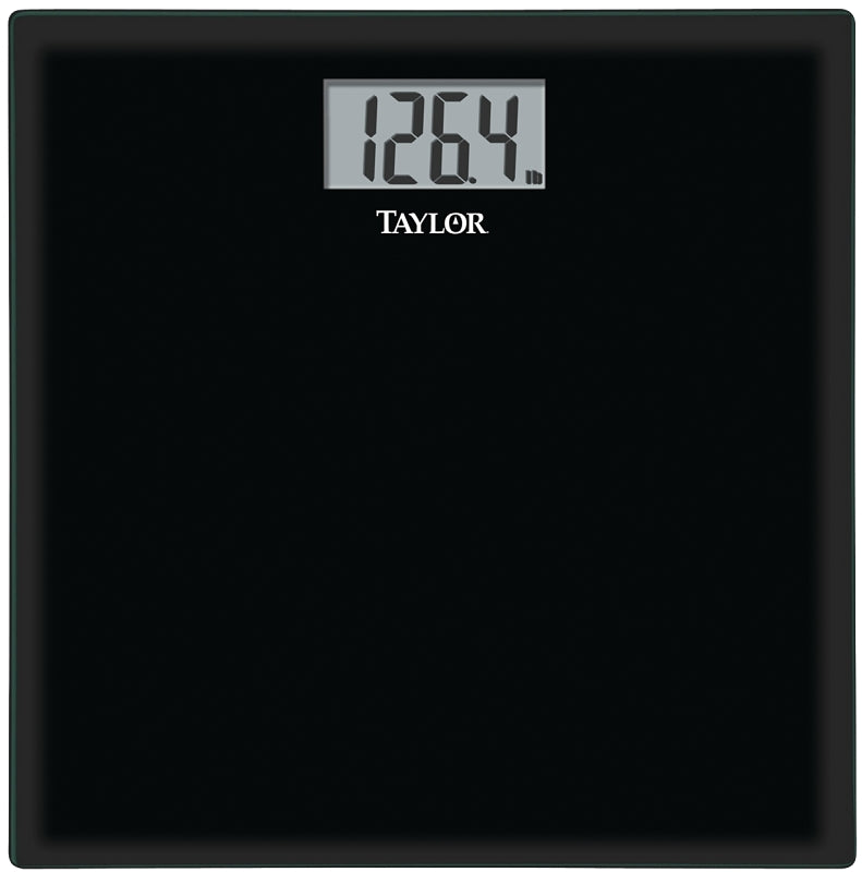 Taylor 75584192B Bathroom Scale, 400 lb Capacity, LCD Display, Black, 13.63 in OAW, 13.63 in OAD, 1.94 in OAH