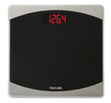 Taylor 7562 Bathroom Scale, 400 lb Capacity, LCD Display, Glass Housing Material, Black, 12 in OAW, 12 in OAD