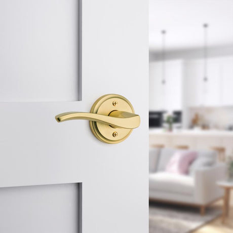 Kwikset Sedona Transitional Satin Brass Passage Lever