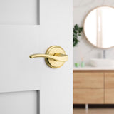 Kwikset Sedona Transitional Satin Brass Privacy Lever