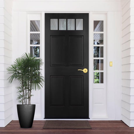 Kwikset Sedona Transitional Satin Brass Entry Lever KW1 1-3/4 in.
