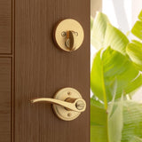 Kwikset Sedona Transitional Satin Brass Lever and Single Cylinder Deadbolt KW1 1-3/4 in.
