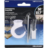 HILLMAN White Classic Hanging Hooks 50 lb 1 pk