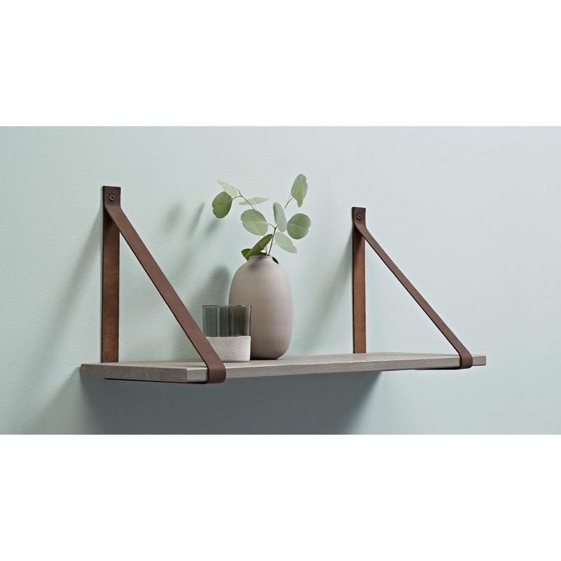Dolle Loop 9.4 in. H X 1.2 in. W X 9.8 in. D Brown Leather Shelf Bracket, Pack of 8